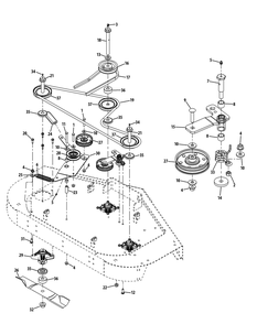 Deck Assembly 48 And 54-Inch Diagram and Parts List for Z-FORCE54 (17BF3AGX-17BF3AGX010)(2011 & Before) Cub Cadet Lawn Tractor